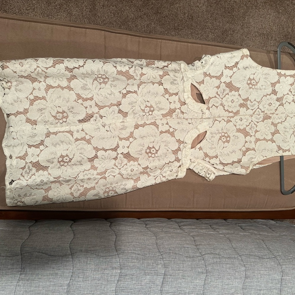 wayf white lace dress